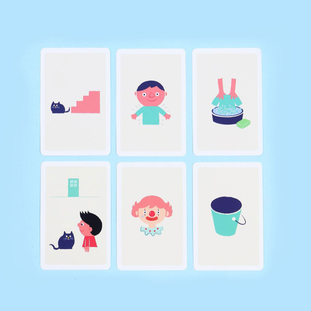 بطاقات تعليمية ملوّنة من مجموعة "التسلسل في العلاقات" لتطوير التفكير المنطقي والزمني